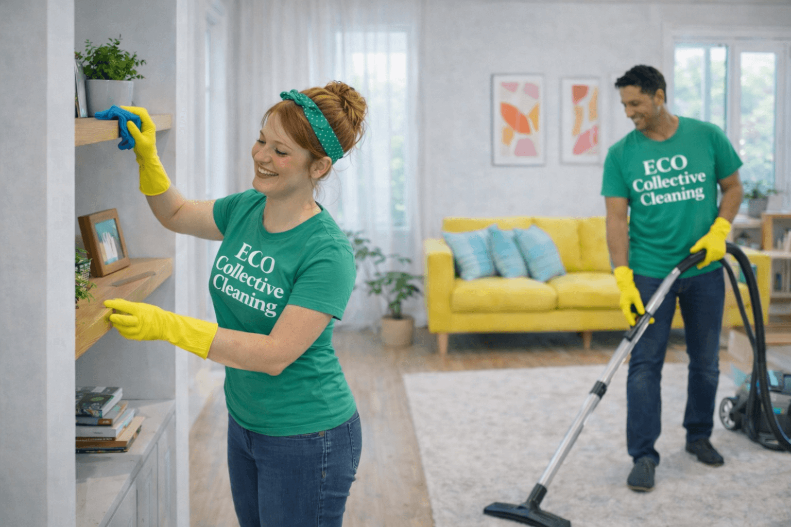 cleaning service removing post construction dust from a newly renovated kitchen layout